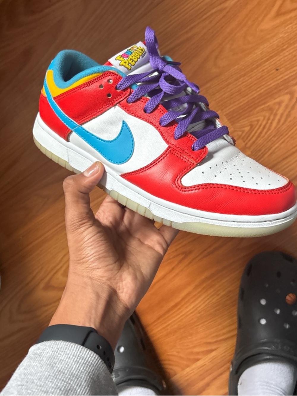 Nike Dunk Low Red White Blue with Purple Laces